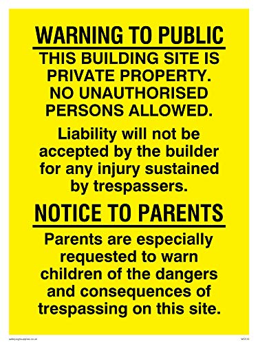 Viking Schilder wc510-a3p-1 m Baustelle Public Warnschild, 1 mm halbstarr Kunststoff, 400 mm H x 300 mm W von Viking Signs
