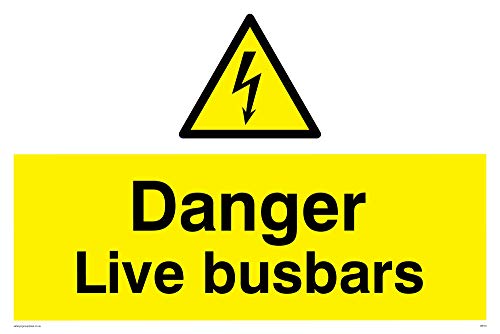 Viking Schilder we70-a2l-1 m "Danger Live busbars" Zeichen, 1 mm halbstarr Kunststoff, 400 mm H x 600 mm W von Viking Signs
