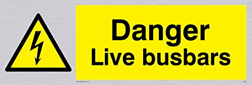 Viking Schilder we70-l15-sv "Danger Live busbars" Sign, silber Vinyl, 50 mm H x 150 mm W von Viking Signs