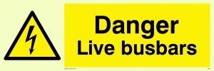 Viking Schilder we70-l62-p "Danger Live busbars" Zeichen, halbstarr nachleuchtend Kunststoff, 200 mm H x 600 mm W von Viking Signs