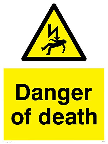 Viking Schilder we71-a1p-3 m "Danger of death" Zeichen, 3 mm starrer Kunststoff, 800 mm H x 600 mm W von Viking Signs