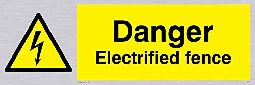 Viking Schilder we77-l31-sv "Gefahr elektrisierte Zaun" Sign, silber Vinyl, 100 mm H x 300 mm W von Viking Signs