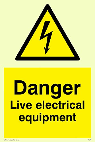 Viking Schilder we78-a6p-p "Danger Live Elektrische Ausrüstung" Zeichen, halbstarr nachleuchtend Kunststoff, 150 mm H x 100 mm W von Viking Signs