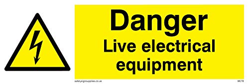 Viking Schilder we78-l15–3 m "Danger Live Electrical Equipment" Zeichen, 3 mm starrer Kunststoff, 50 mm H x 150 mm W von Viking Signs