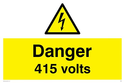 Viking Schilder we83-a2l-3d "Danger 415 Volt" Zeichen, 3 mm doppelseitig hart-PVC, 400 mm H x 600 mm W von Viking Signs