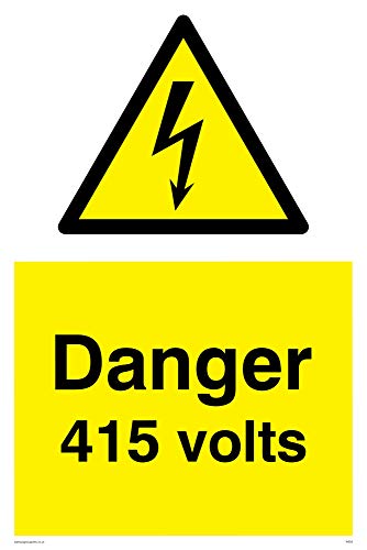 Viking Schilder we83-a4p-1 m "Danger 415 Volt" Zeichen, 1 mm halbstarr Kunststoff, 300 mm H x 200 mm W von Viking Signs