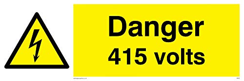 Viking Schilder we83-l31–1 m "Danger 415 Volt" Zeichen, 1 mm halbstarr Kunststoff, 100 mm H x 300 mm W von Viking Signs