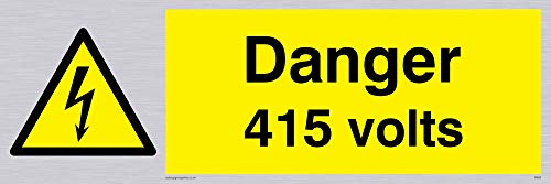 Viking Schilder we83-l31-sv "Danger 415 Volt" Sign, silber Vinyl, 100 mm H x 300 mm W von Viking Signs