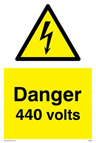 Viking Schilder we84-a6p-v "Gefahr 440 Volt" Zeichen, Vinyl, 150 mm H x 100 mm W von Viking Signs