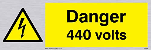 Viking Schilder we84-l15-sv "Gefahr 440 Volt" Sign, silber Vinyl, 50 mm H x 150 mm W von Viking Signs