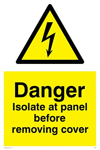 Viking Schilder we85-a4p-1 m "Gefahr Isolieren bei Panel vor dem entfernen Cover" Zeichen, 1 mm halbstarr Kunststoff, 300 mm H x 200 mm W von Viking Signs