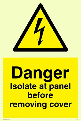 Viking Schilder we85-a4p-p "Gefahr Isolieren bei Panel vor dem entfernen Cover" Zeichen, halbstarr nachleuchtend Kunststoff, 300 mm H x 200 mm W von Viking Signs