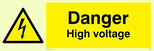 Viking Schilder we90-l62-pv "Danger High Voltage" Zeichen, nachleuchtend Aufkleber, 200 Mm H x 600 mm W von Viking Signs