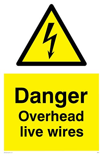 Viking Schilder we95-a2p-v "Danger Overhead Live Wires" Zeichen, Vinyl, 600 mm H x 400 mm W von Viking Signs