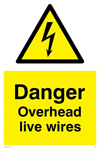 Viking Schilder we95-a4p-1 m "Danger Overhead Live Wires" Zeichen, 1 mm halbstarr Kunststoff, 300 mm H x 200 mm W von Viking Signs