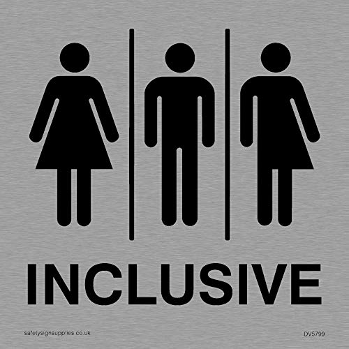 Viking Signs DV5799-S85-MS Gender-neutrales Toilettenschild „Inclusive“, 1,0 x 85,0 x 85,0 mm von Viking Signs