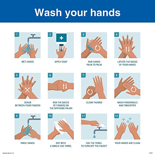 Viking Signs IH5928-S20-V englisches Schild „Wash your hands“aus Vinyl von Viking Signs