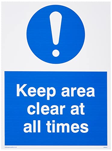 Viking Signs MA5501-A5P-3M Schild „Keep area clear at all times“, 3 mm dickes Hartplastik, 200 mm H x 150 mm B von Viking Signs