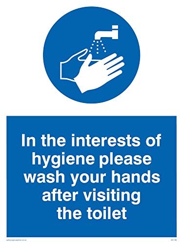 Viking Signs MH196-A5P-V englisches Schild „In The Interest Of Hygiene Please Wash Your Hands After Visiting The Toilet", Vinyl, 200 x 150 mm (H x B) von Viking Signs