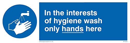 Viking Signs MH209-L15-V englisches Schild „In The Interests Of Hygiene Wash Only Hands Here", Vinyl, 50 x 150 mm von Viking Signs