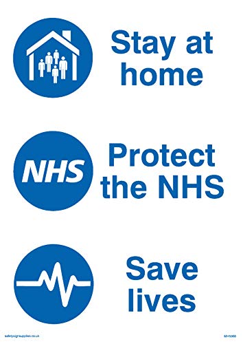 Viking Signs MH5968-A6P-V Schild mit Aufschrift "Stay at home" Protect the NHS Save lives, Vinyl/Aufkleber von Viking Signs
