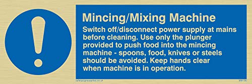 Viking Signs MM190-L15-GV Schild, Mincing/Mixing Machine Rules, goldfarbenes Vinyl, 50 mm x 150 mm von Viking Signs