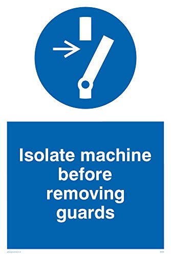 Viking Signs MM295-A4P-V Schild "Isolate Machine Before Removing Guards", Vinyl, 300 mm H x 200 mm B von Viking Signs