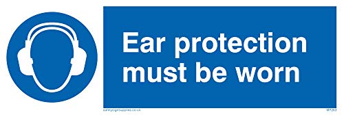 Viking Signs MP263-L15-V Schild "Ear Protection Must Be Worn", Vinyl, 50 mm H x 150 mm B von Viking Signs