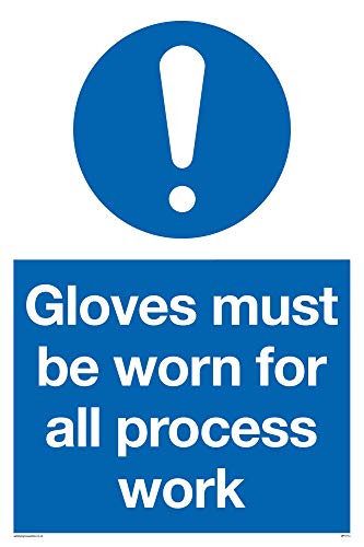Viking Signs MP5714-A4P-V Schild "Gloves Must Be Worn For All Processes Work", Vinyl, 300 mm H x 200 mm B von Viking Signs