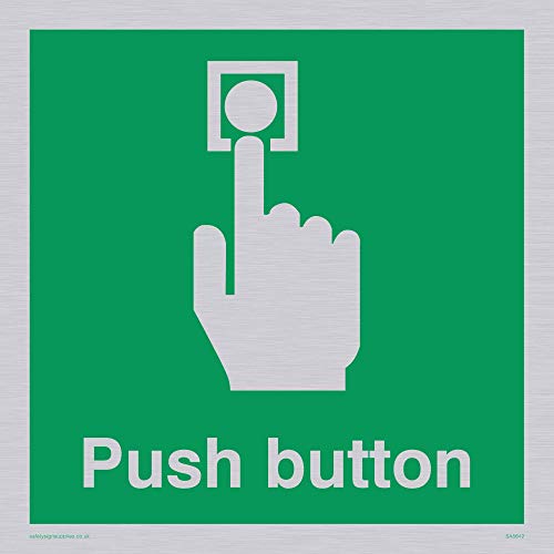 Viking Signs SA5642-S15-SV Schild "Push Button", Vinyl, 150 mm H x 150 mm B von Viking Signs