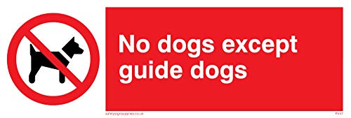 Viking Signs Schild in englischer Sprache "No Dogs Except Guide Dogs" (Hunde, mit Ausnahme von Führhunden, nicht erlaubt) PV47-L15-V, Vinyl, (H x B) 50 x 150 mm von Viking Signs
