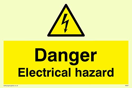 Viking Signs WE67-A6L-P englisches Schild „Danger Electrical Hazard", halbstarrer, nachleuchtender Kunststoff, 100 x 150 mm (H x B) von Viking Signs