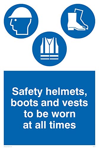 Viking Zeichen mc516-a2p-v "Sicherheit Helme, STIEFEL und Westen zu getragen, alle Zeit" Zeichen, Vinyl, 600 mm H x 400 mm W von Viking Signs