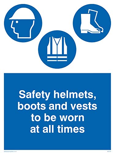 Viking Zeichen mc516-a3p-v "Sicherheit Helme, STIEFEL und Westen zu getragen, alle Zeit" Zeichen, Vinyl, 400 mm H x 300 mm W von Viking Signs