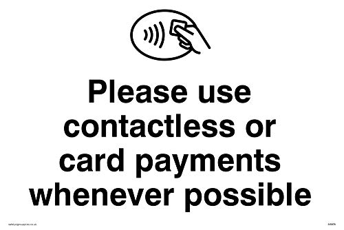 Vinyl/Aufkleber mit Aufschrift "Please use contactless or card payments when possible" von Viking Signs