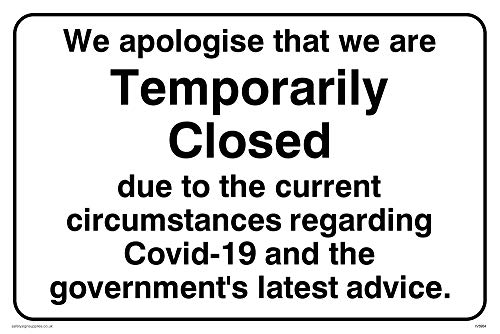 Vinyl-Aufkleber mit Aufschrift „We apologise that we are Temporary Closed“ von Viking Signs