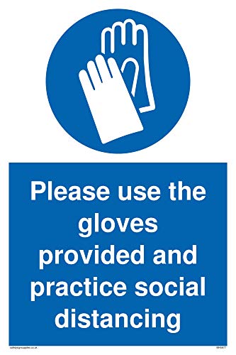 Vinyl-Aufkleber mit englischer Aufschrift „Please use the gloves provided and Practice“ von Viking Signs
