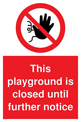 Vinyl-Aufkleber mit englischer Aufschrift „This playground is closed until further notiz“ von Viking Signs