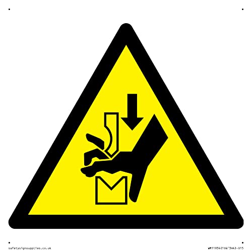 W030 Warnung: Hand Crushing between press brake tool Sign - 150 x 150 mm - S15 von Viking Signs