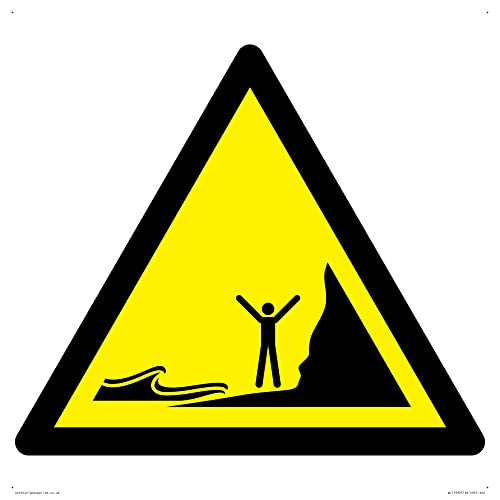 W060 Warnschild "Warning: Incoming tides", 400 x 400 mm, S40 von Viking Signs