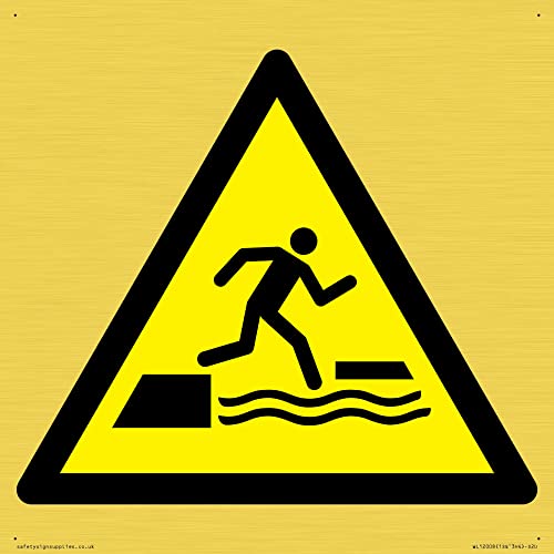 W068 Warnung: Falling into water when stepping on or off a floating surface Sign – 200 x 200 mm – S. von Viking Signs