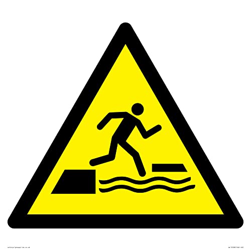 W068 Warnung: Falling into water when stepping on or off a floating surface Sign – 400 x 400 mm – S. von Viking Signs