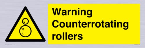 Warnschild "Warning Counterrotating Roll", 600 x 200 mm, L62 von Viking Signs