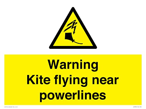 Warnschild "Warning Kite flying near powerlines", 400 x 300 mm, A3L von Viking Signs