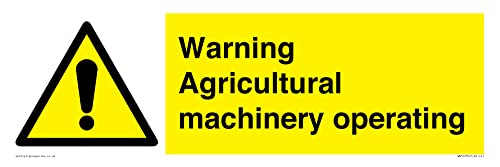 Warnschild mit Aufschrift "Warning Agricultural Machines Operation", 450 x 150 mm, L41 von Viking Signs