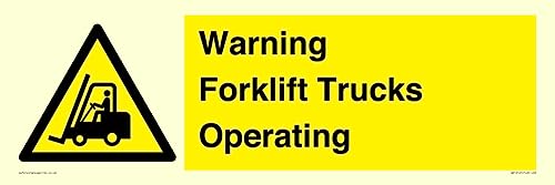 Warnschild mit Aufschrift "Warning Forklift Trucks Operation", 600 x 200 mm, L62 von Viking Signs