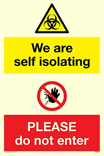 „We are self-isolating Please do not enter“-Schild – Vinyl-Aufkleber, nachleuchtend von Viking Signs