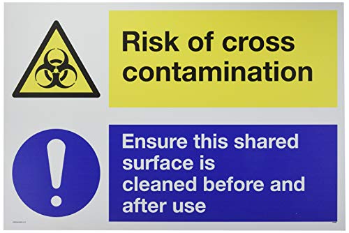 Zweifach Zeichen Risiko von Kreuzkontamination. Stellen Sie sicher, dass diese geteilte Oberfläche vor und nach Gebrauch gereinigt wird. von Viking Signs