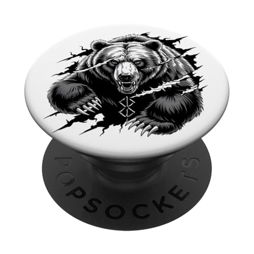 Berserker Bär Braunbär Berserk-Rune Runen Symbol Wikinger PopSockets Klebender PopGrip Berserker Bär Braunbär Berserk-Rune Runen Symbol Wikinger PopSockets Klebender PopGrip von Viking Valhalla Krieger Normanne Runenkreis Götter