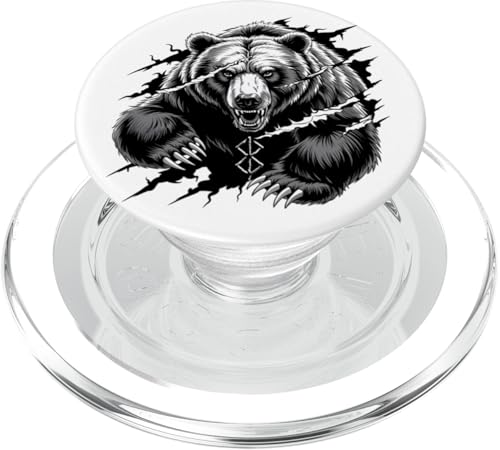 Berserker Bär Braunbär Berserk-Rune Runen Symbol Wikinger PopSockets PopGrip für MagSafe von Viking Valhalla Krieger Normanne Runenkreis Götter
